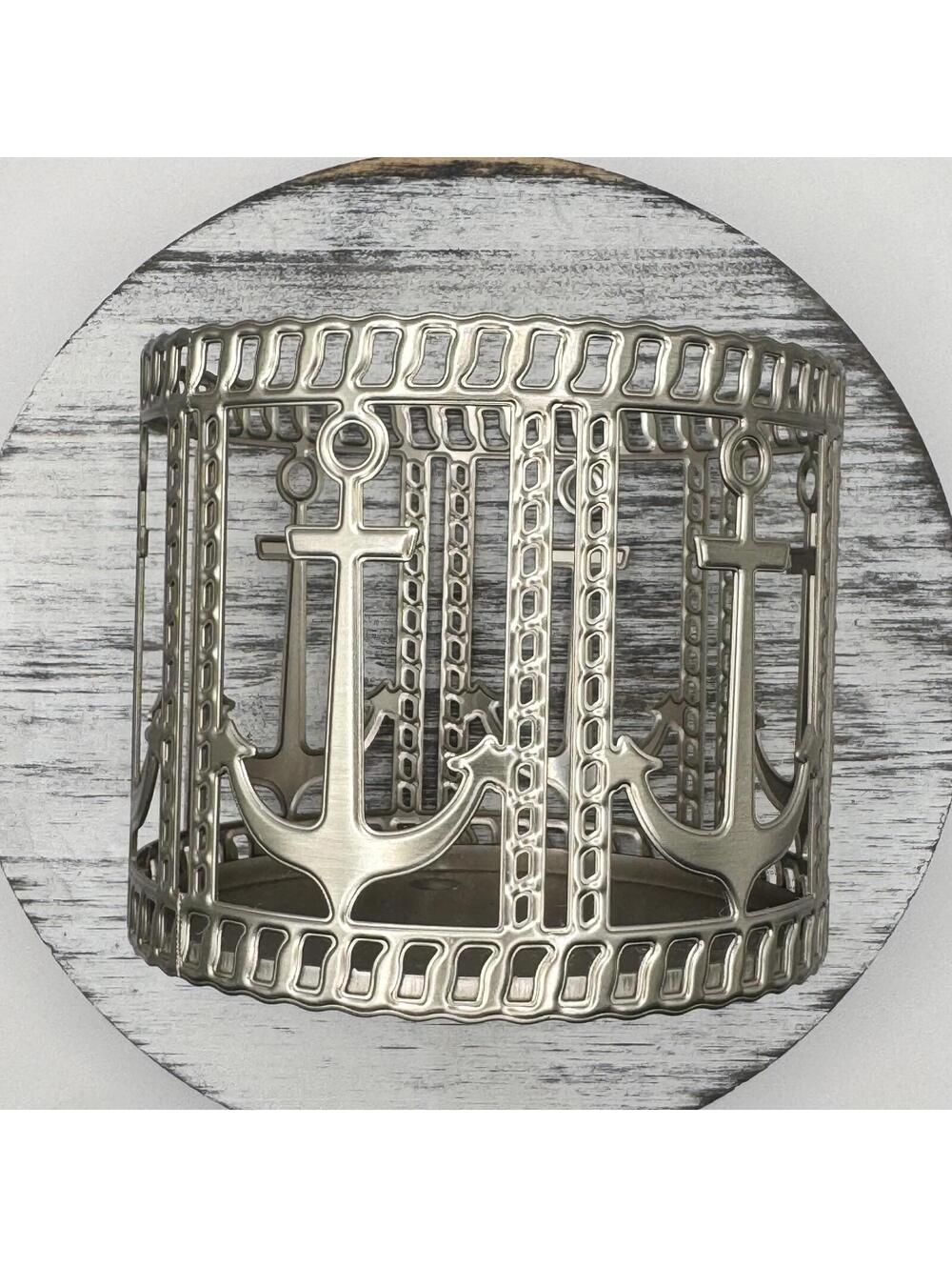 Bath & Body Works 3-Wick Candle Holder Nautical Anchor Chain Sailor Silver